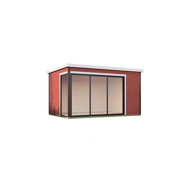 Blockbohlenhaus »Austin«, BxHxT: 439,6 x 239,4 x 319,6 cm (Außenmaß inkl. Dachüberstand), rot