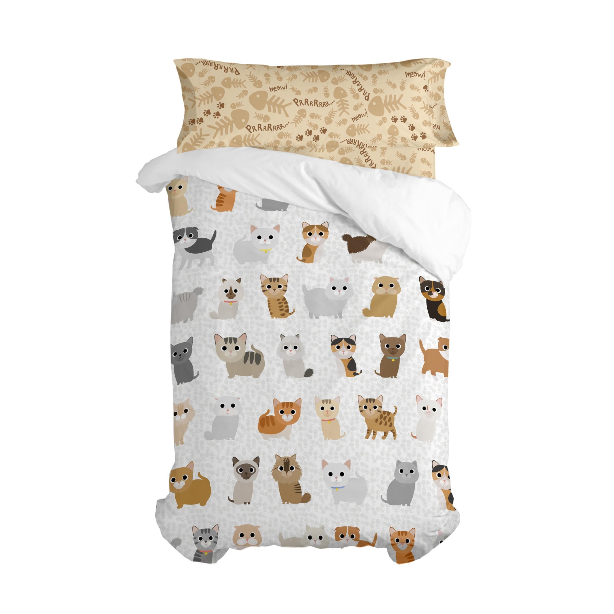 Cats Dekbedovertrek 2-delig 180x220 cm (Bed 105) Mr Fox, Veelkleurig,