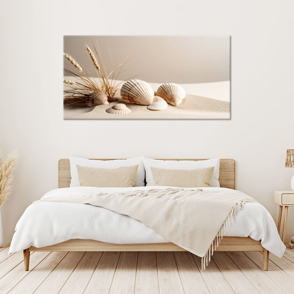 Obraz do salonu kuchni biura, Muszle piasek martwa natura boho 80x40