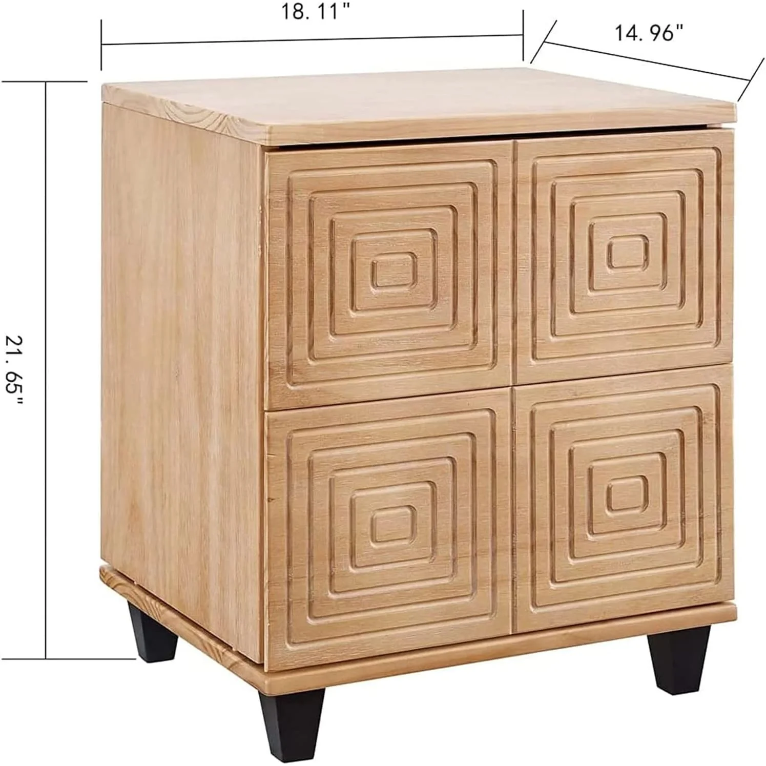 MUSEHOMEINC Mix Colour Modern Solid Wood 2 Drawer Storage Beside Table, Nightstand with 2 Unique Drawers for Bedroom