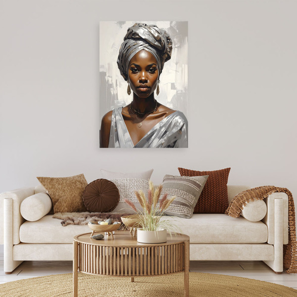 Obraz do salonu sypialni, Portret kobiety w srebrnym turbanie 20x30