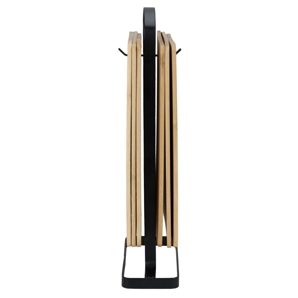 Planche à découper bambou x6 avec support métal noir 15x26cm