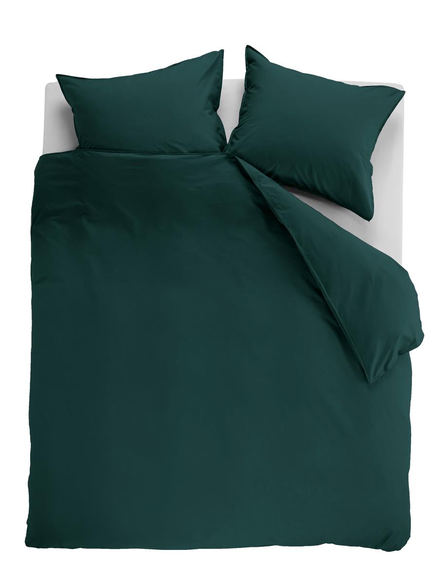 Ambiante Cotton Uni dekbedovertrek - Effen - Lits-Jumeaux - 240x200/220 - Donker Groen