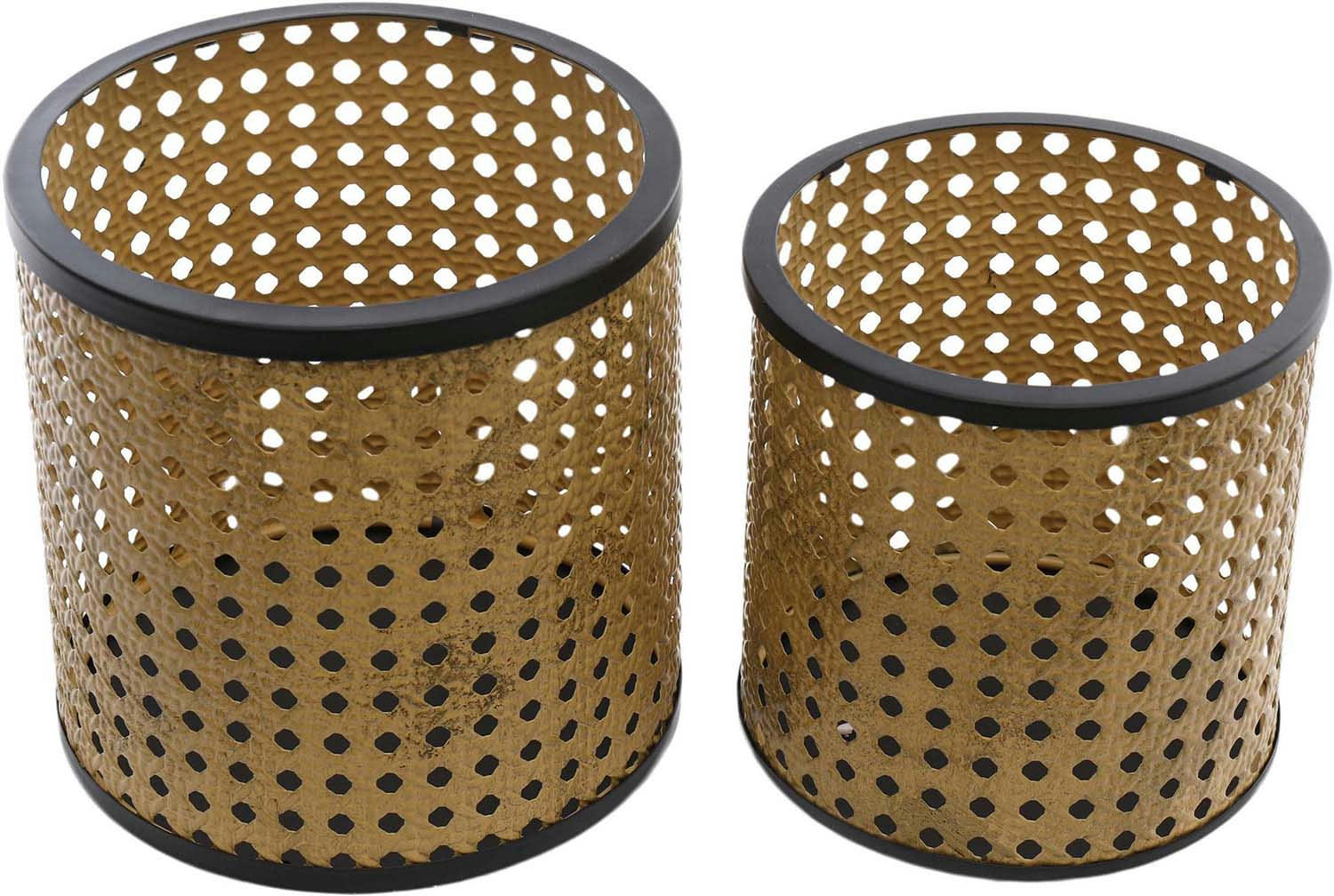 - Photophores en fer canage (lot de 2)