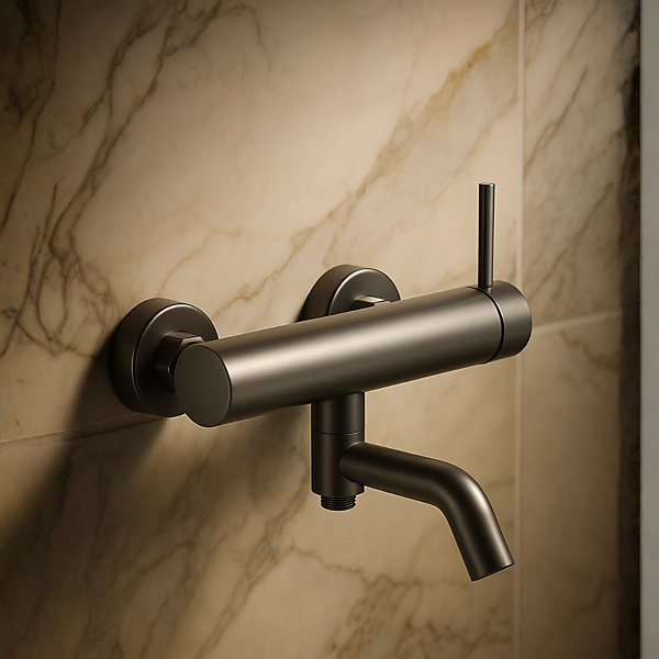 BALNEO Robinet de baignoire GUN METAL gris foncé Acier inoxydable - Mitigeur mural pour baignoire CASCADE