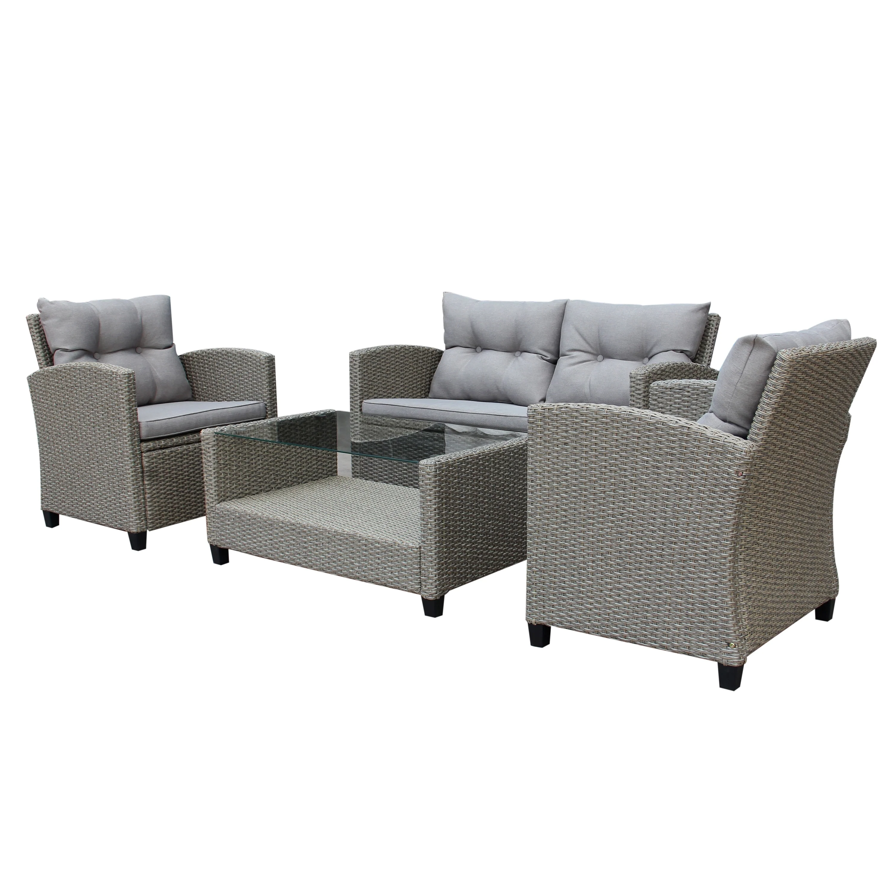 M4H Versailles 4-Piece Wicker Sectional Outdoor Conversation Set