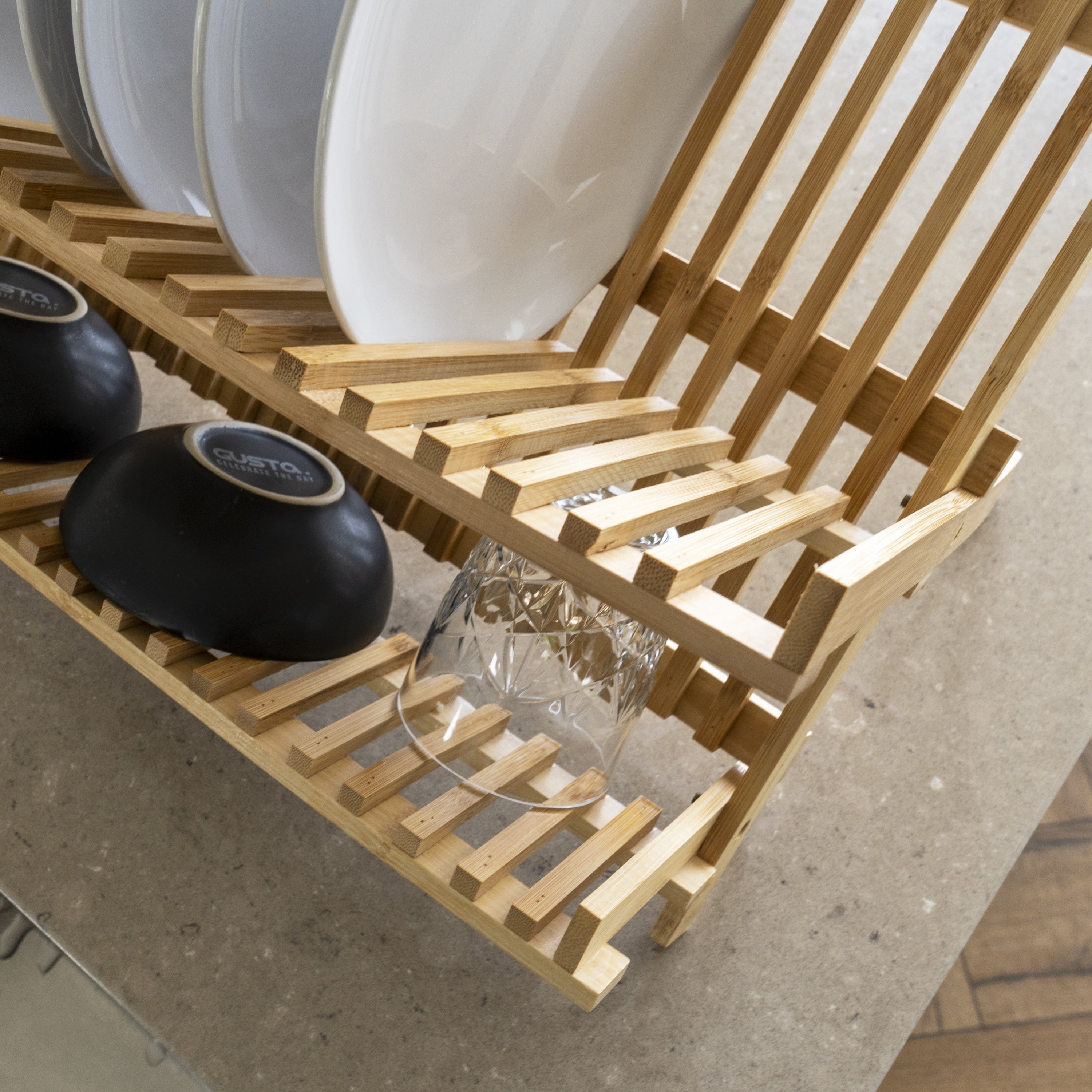 QUVIO Afdruiprek opklapbaar bamboe