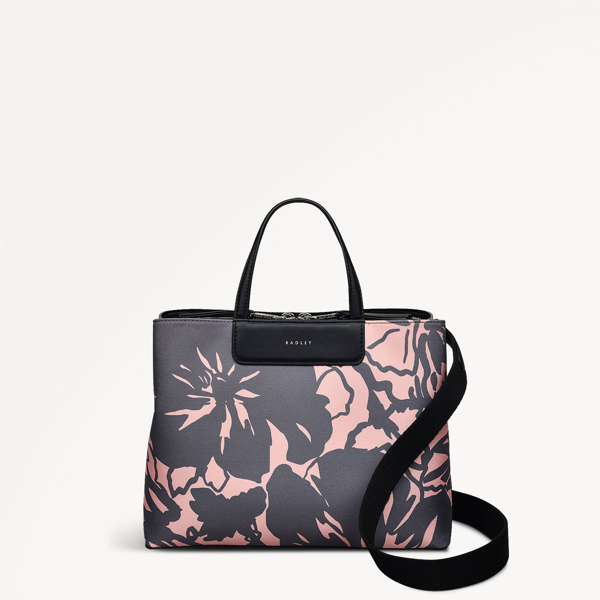 Southwell Gardens Floral Medium Ziptop Grab Black - RHD18703