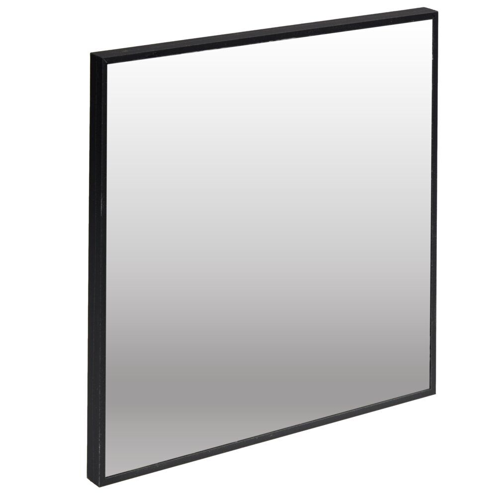 Miroir carré bord fin bois et verre noir 30x30cm
