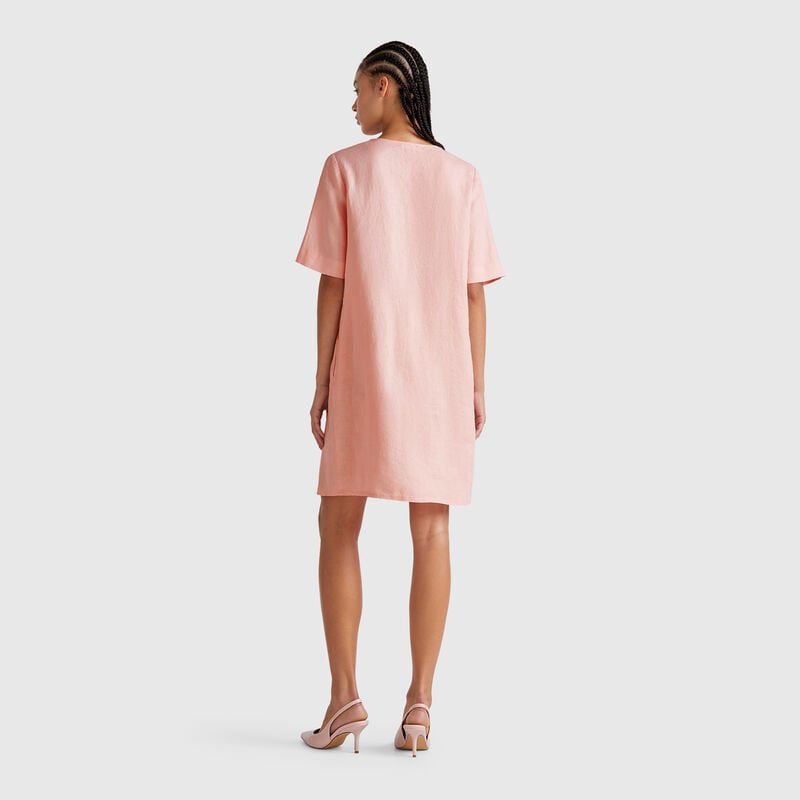 Short sleeve dress in pure linen