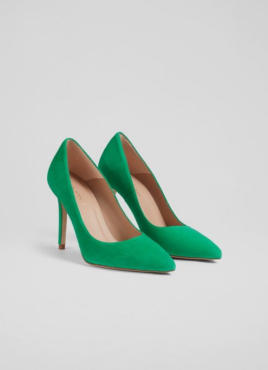 Classic Fern Green Suede Pointed Toe Courts