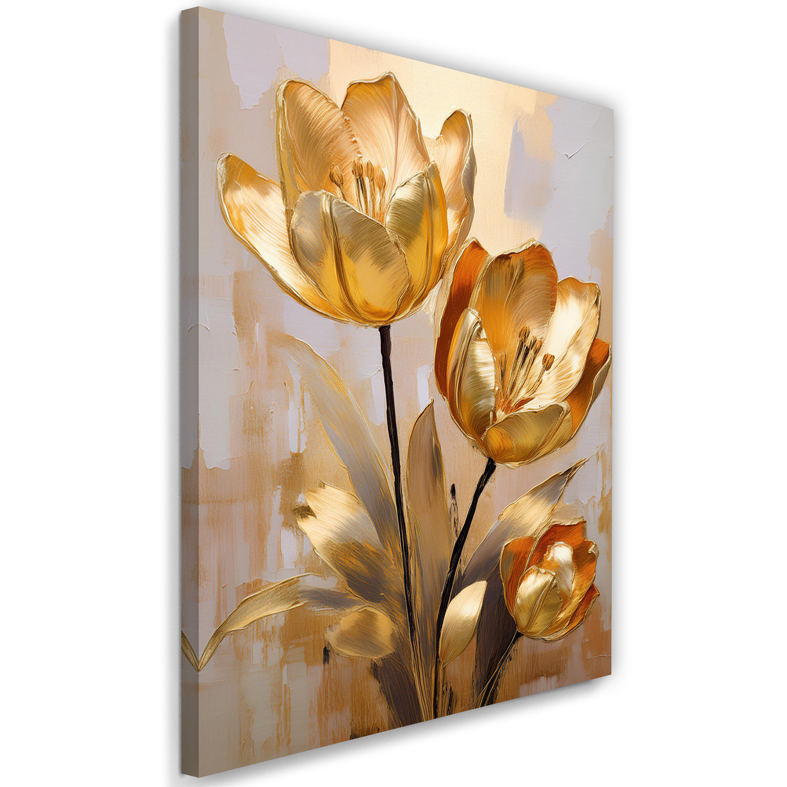 Feeby Obraz na płótnie, Złote Tulipany Glamour 40x60