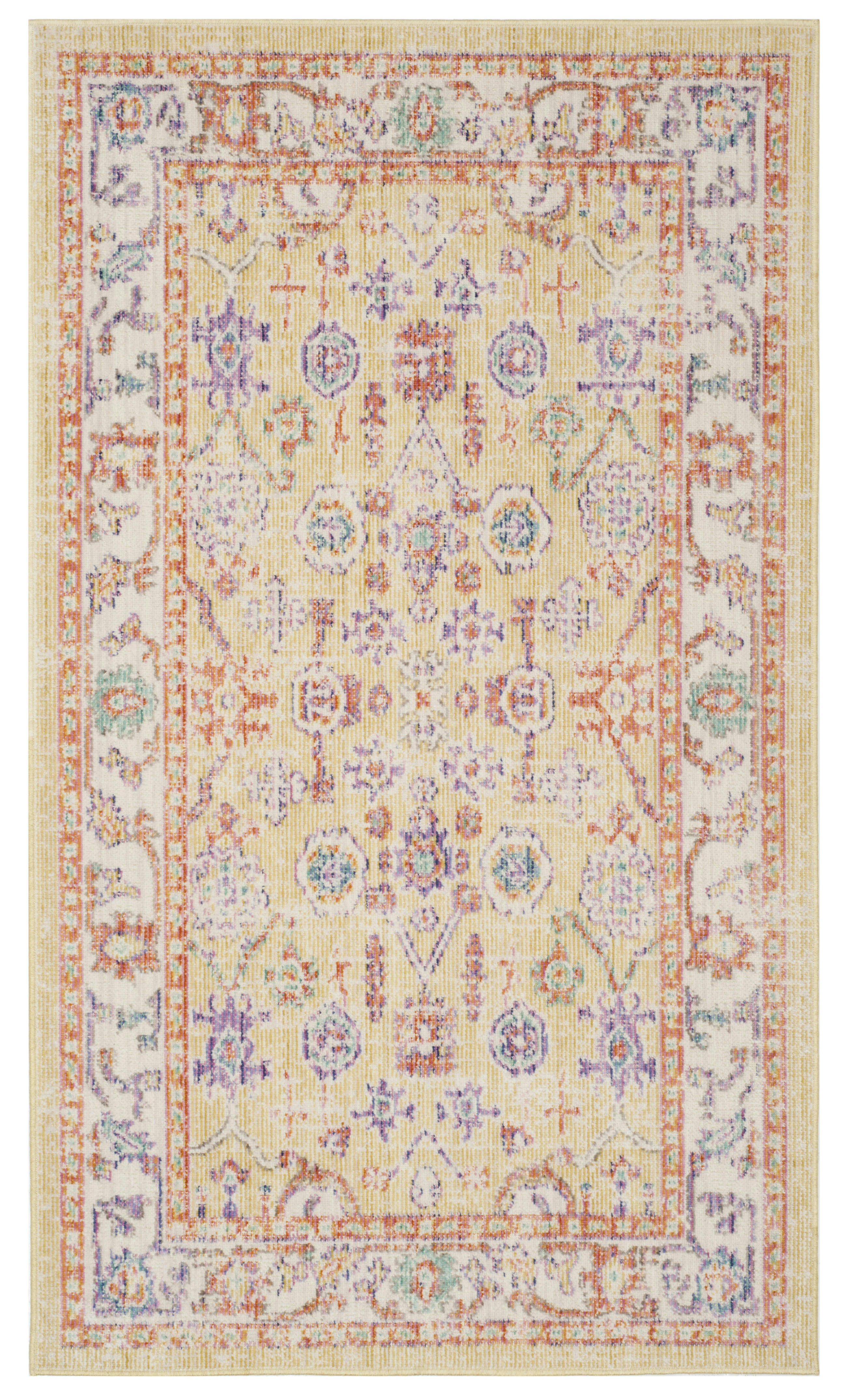 WINDSOR - Tapis de salon interieur en or & lavande, 91 x 152 cm