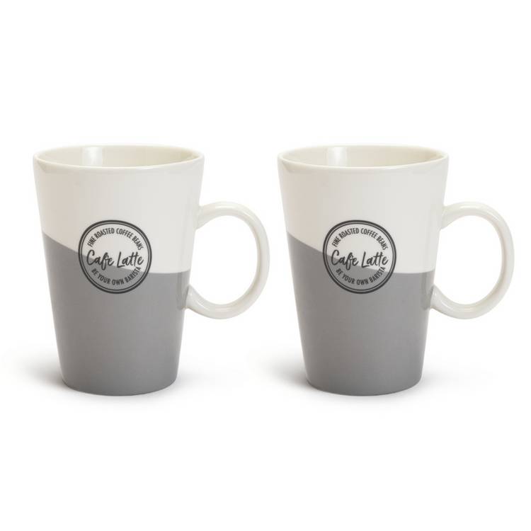 Habitat Set of 2 Latte Cup - Grey and White