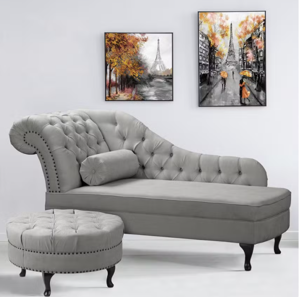 Ropez Chesterfield Pako szezlong lewy mikrofibra szary