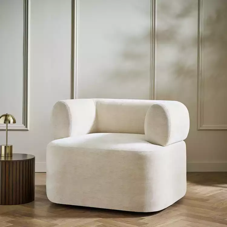 Habitat Coralie Fabric Swivel Chair - Natural