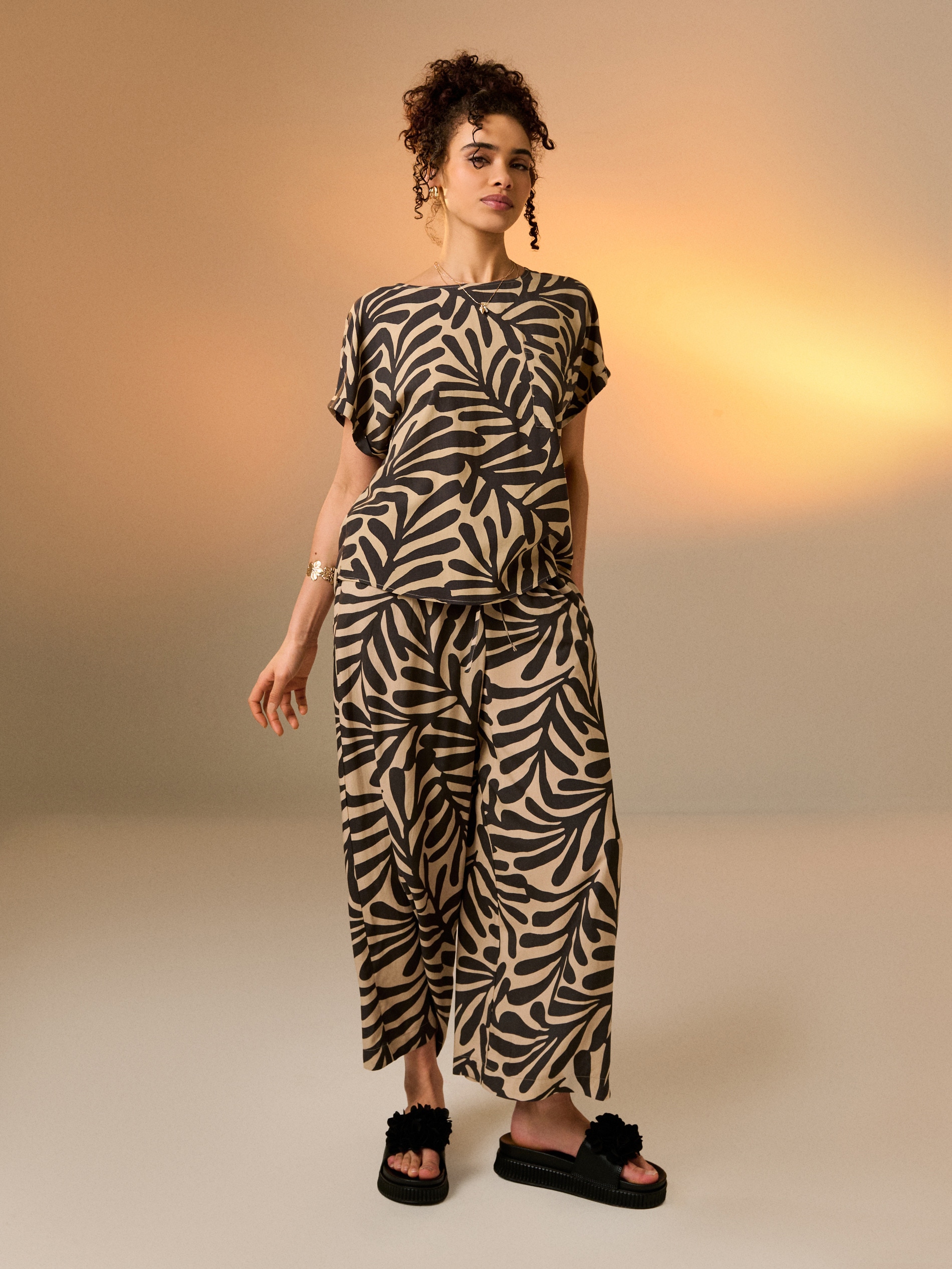 Wiskozowe spodnie culotte