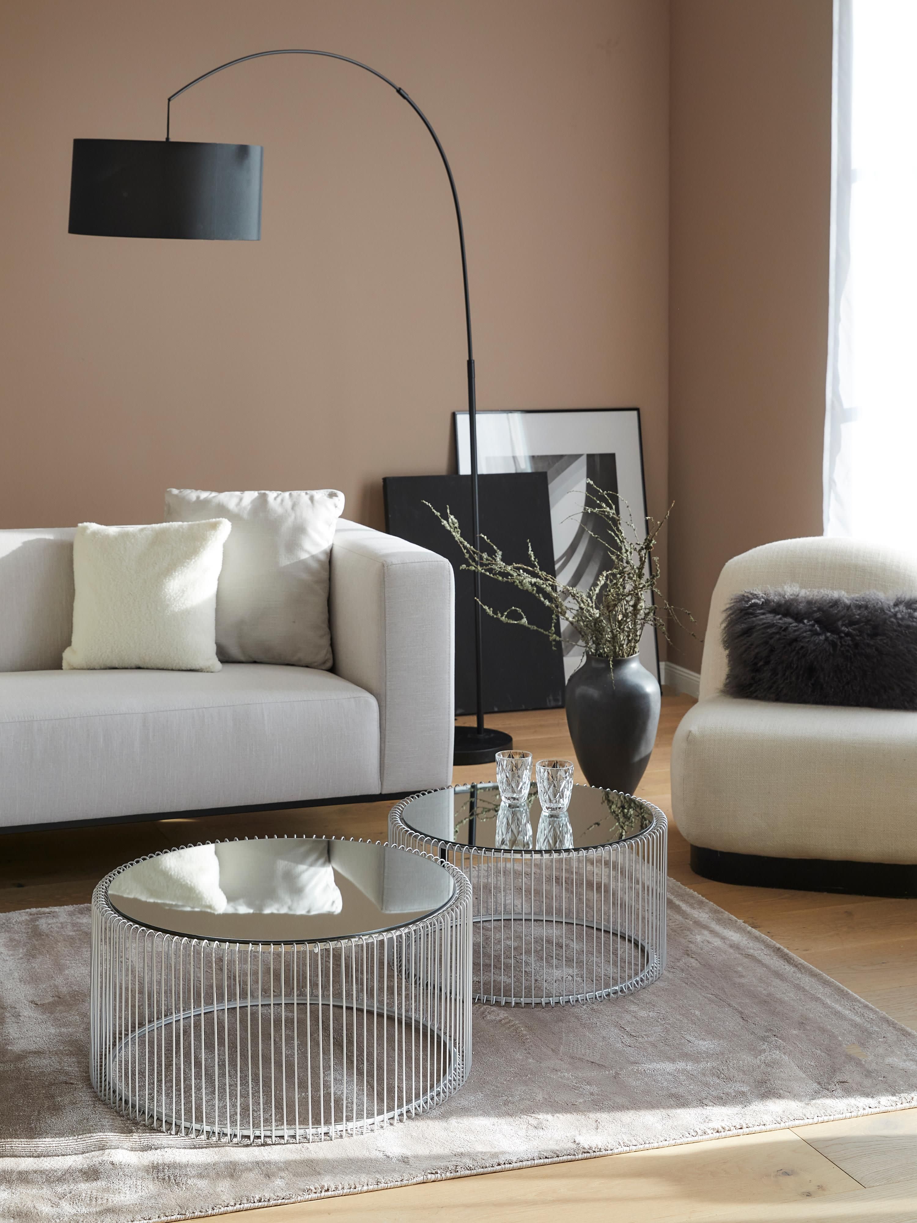 Couchtische Wire mit Glasplatten, 2er-Set