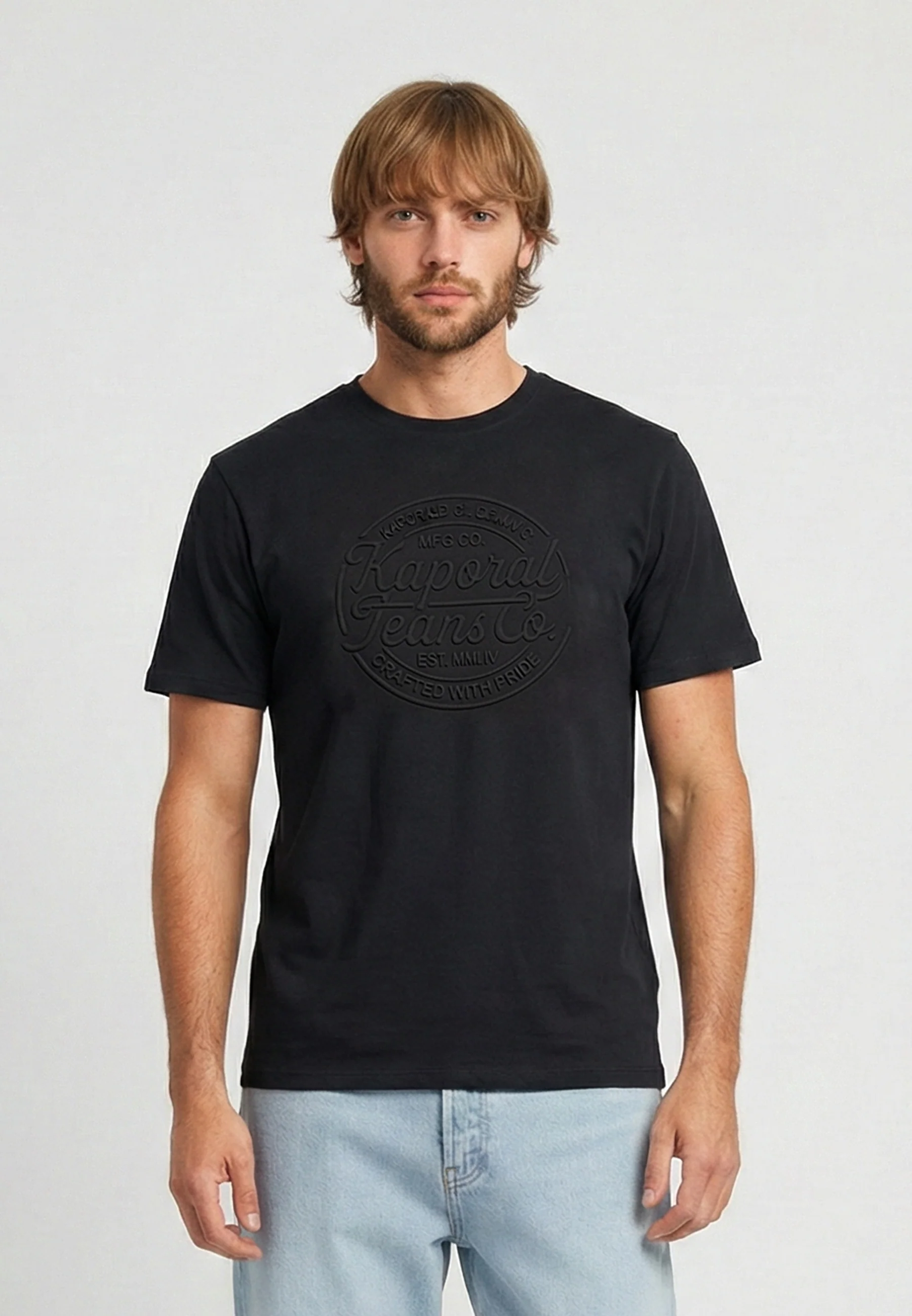 T-shirt manches courtes regular noir coton KRAFT