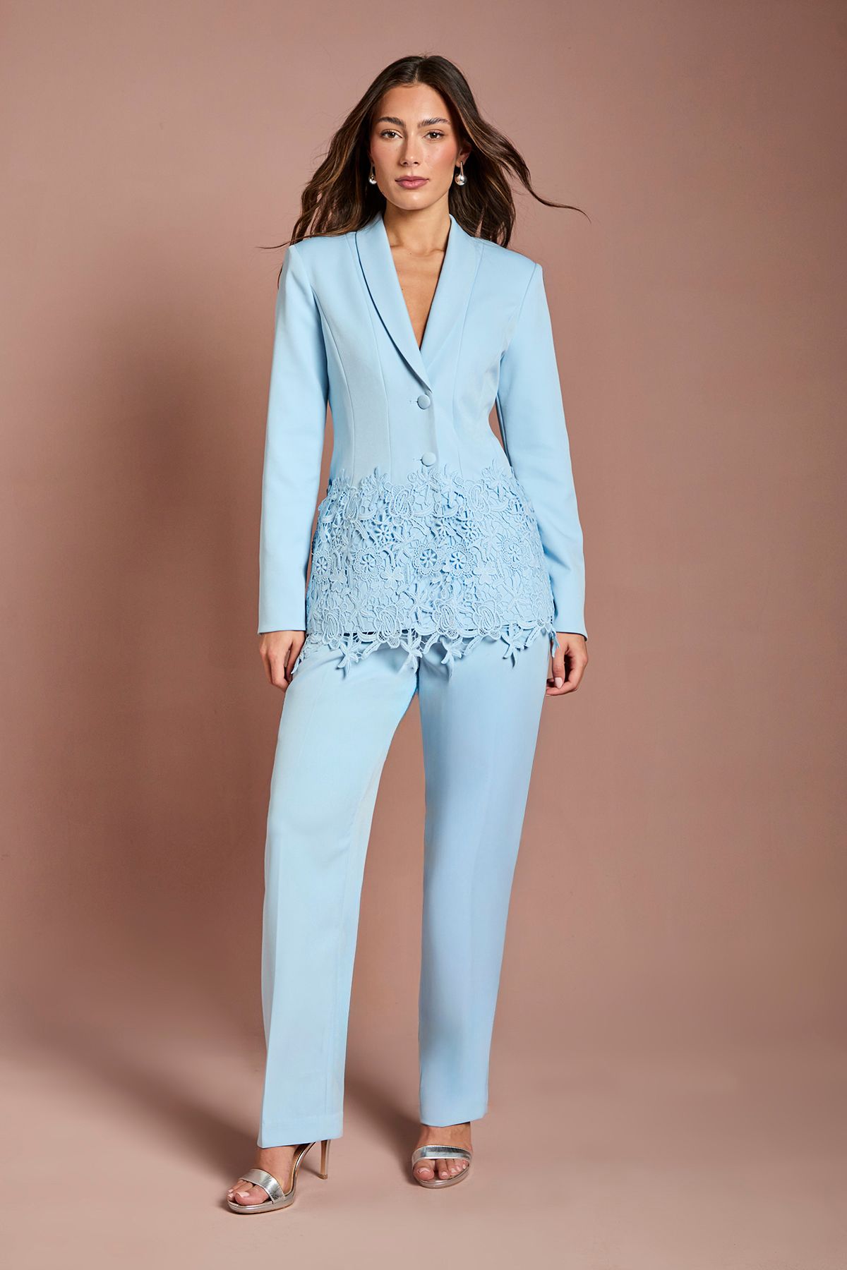 Coast Single Breasted Lace Trim Fitted Blazer