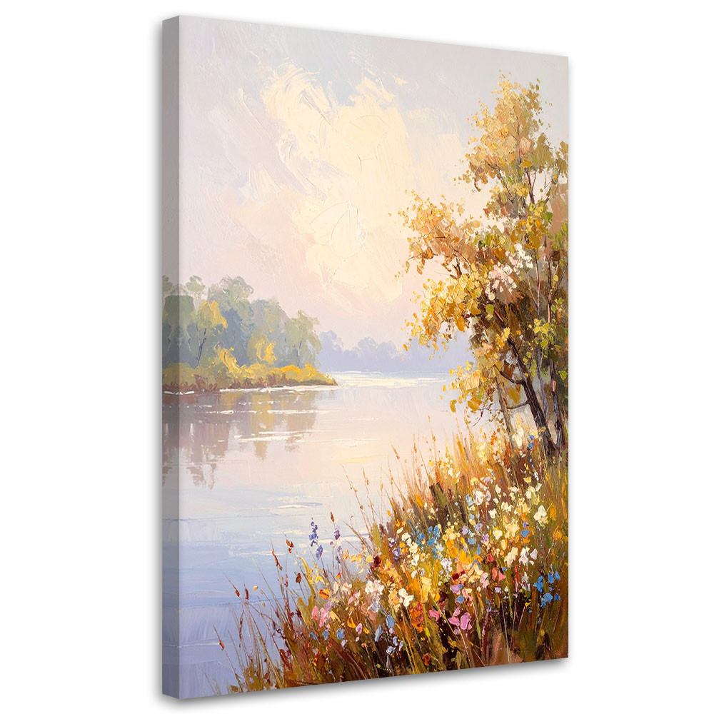Feeby Obraz do salonu sypialni, Krajobraz Rzeka Drzewa Natura 40x60