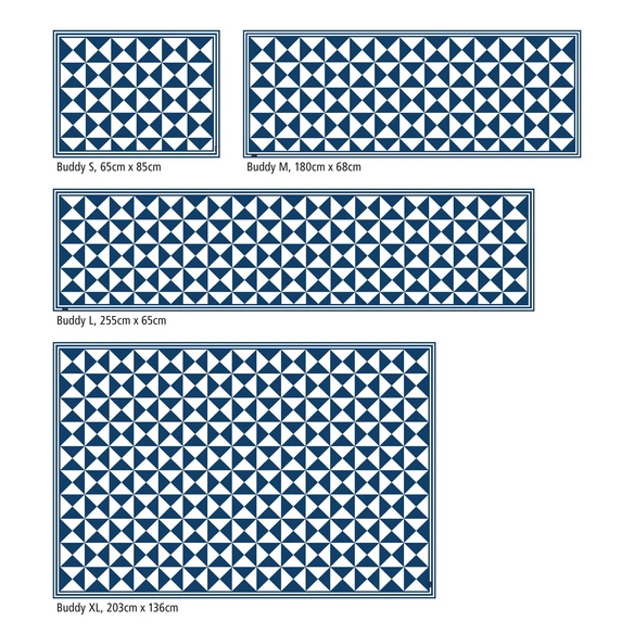 Vinyl Teppich »Ingrid«, BxL:180 cm x 68 cm, blau|weiß