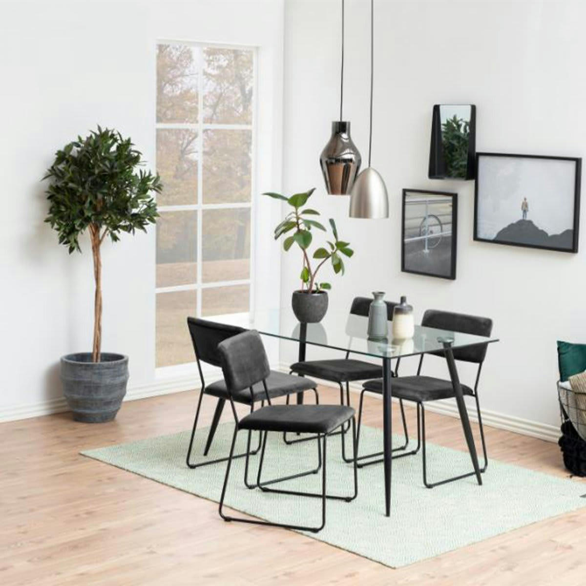 CARNELIA - Lot de 2 chaises en velours style moderne gris