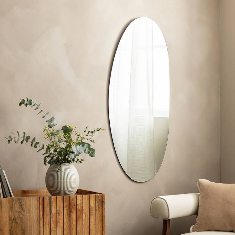 Habitat Black Frameless Irregular Wall Mirror - 120x50cm
