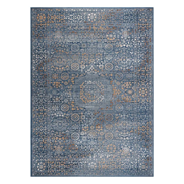 Dywan wełniany NAIN Ornament, vintage 7708/51611 niebieski / 80x150 cm