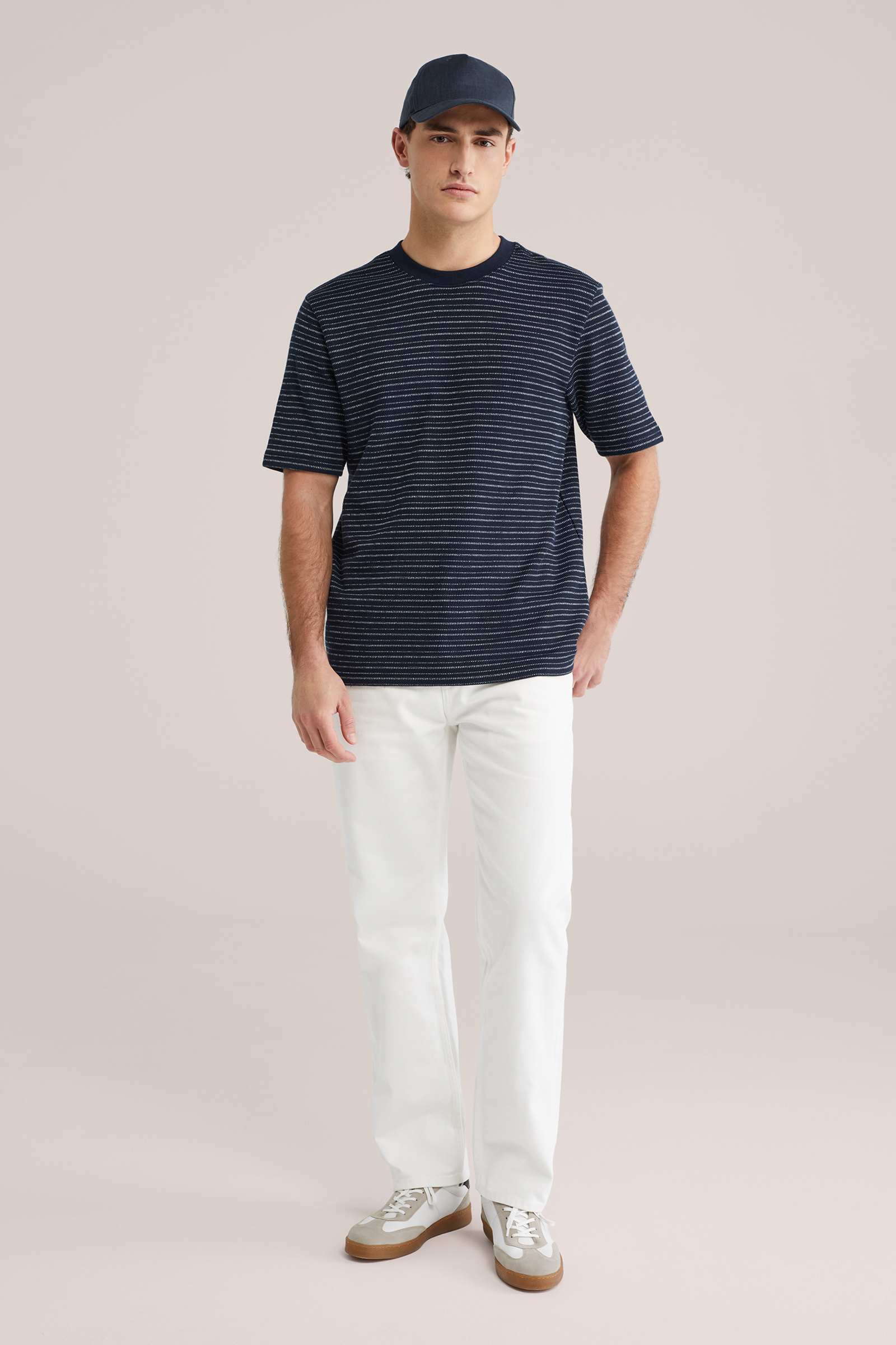 Heren relaxed fit gestreept T-shirt met structuur