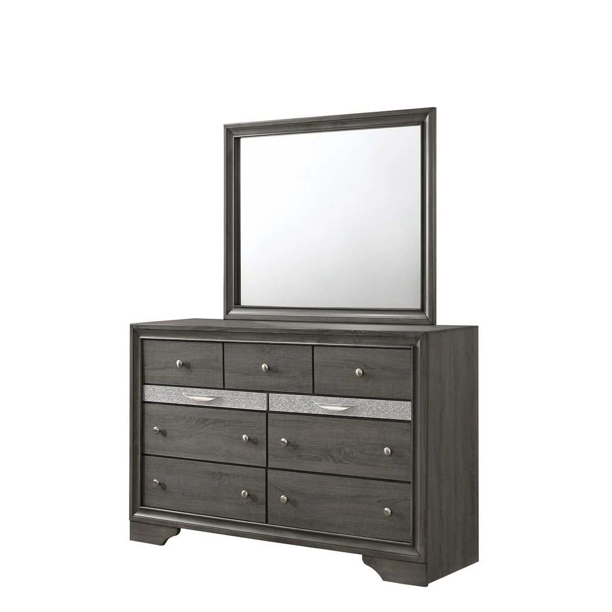 Bambie 3 Piece Gray Silver Storage Platform Bedroom Set