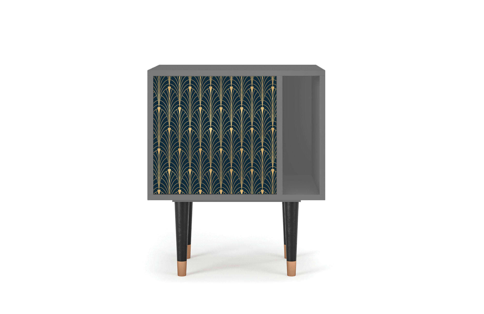 FLOWER OF THE NILE - Table de chevet bleu et jaune 1 porte L 58 cm