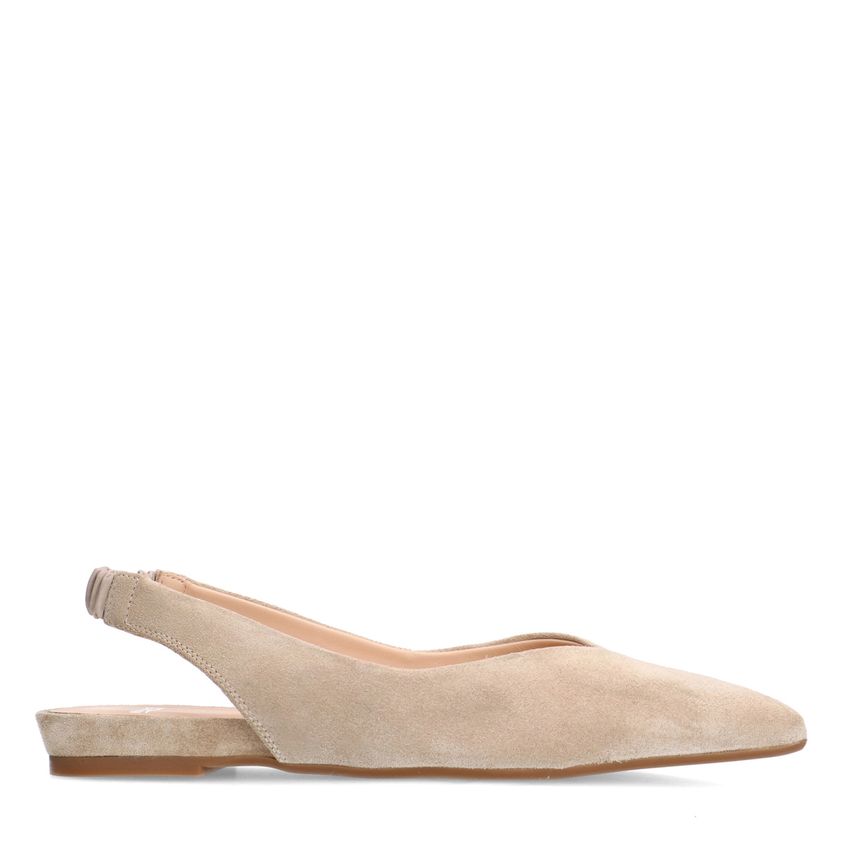 Manfield Beige suède slingback ballerina's