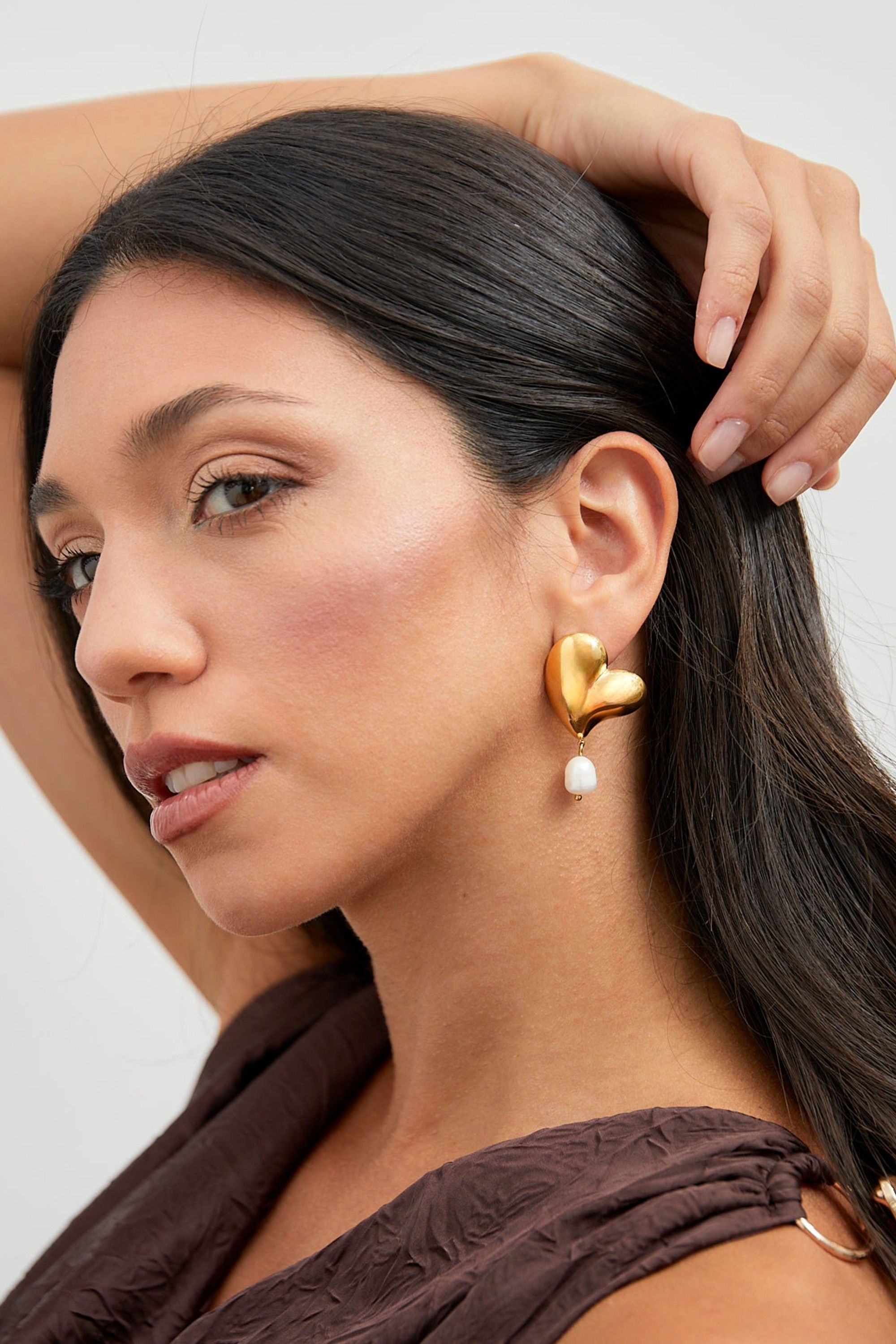 Linzi Heartfelt Gold Heart Stud Earrings