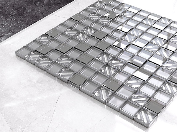 Mosaïque en verre sur filet pour salle de bain ou cuisine 30 cm x 30 cm - Moonlight mirror