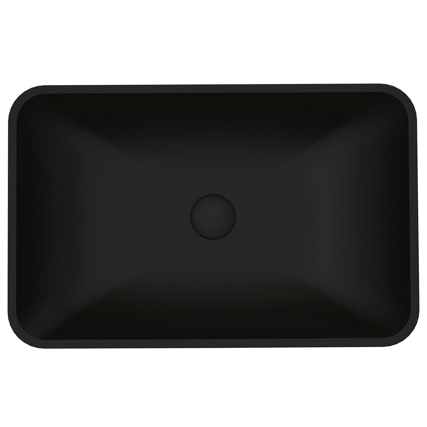 VIGO Hadyn Glass Rectangular Vessel Bathroom Sink/Basin with Rounded Edges & Deep Bowl, Black