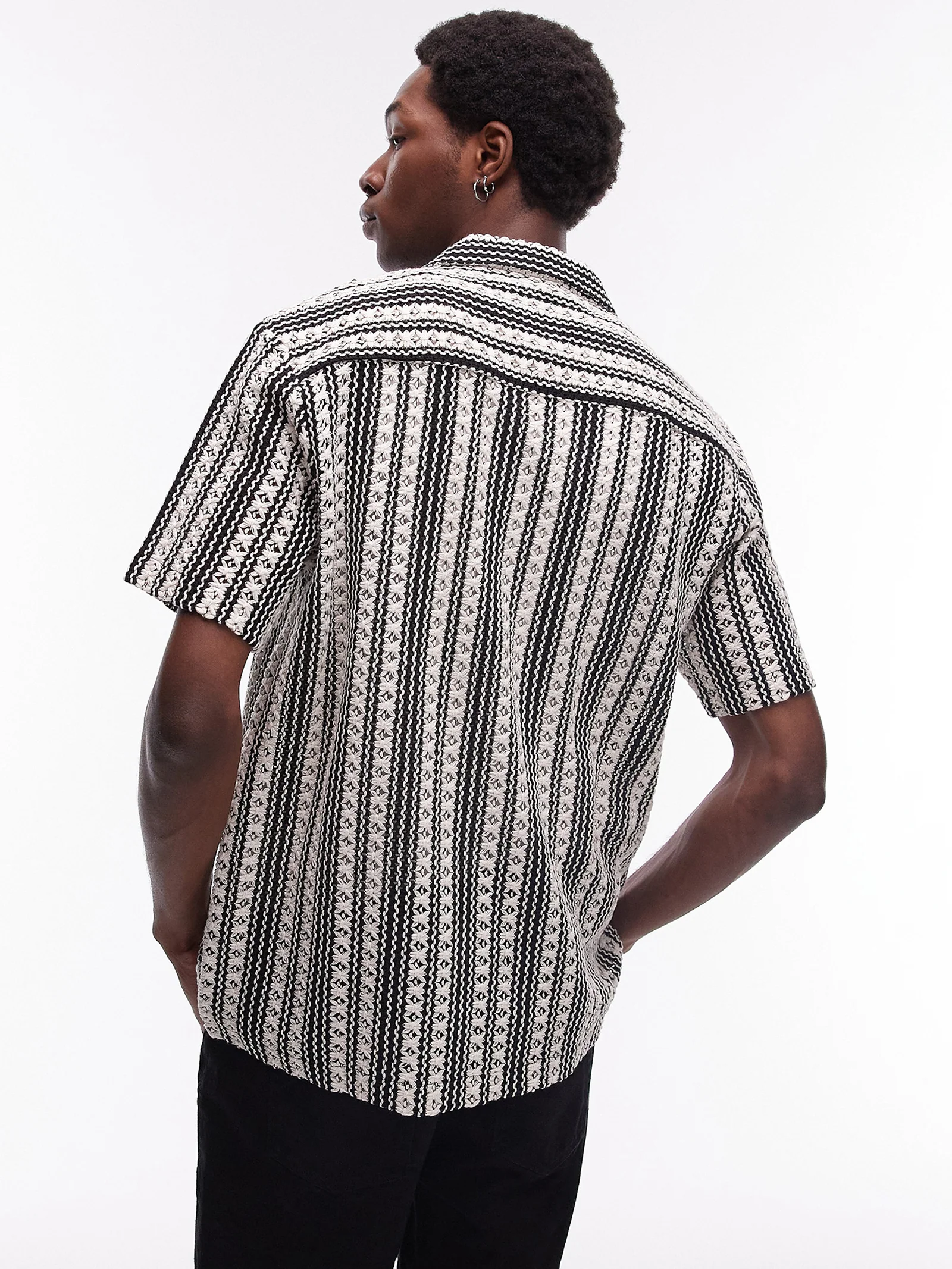 Relaxed Crochet Stripe Shirt