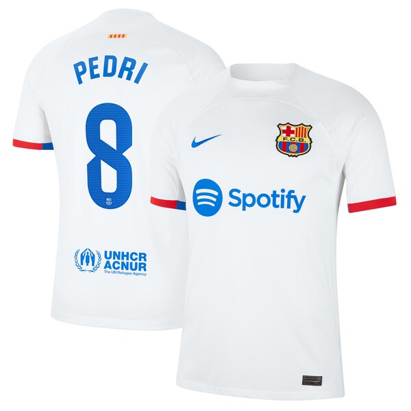 Pedri Barcelona Nike 2023/24 Away Replica Jersey - White/Aqua/Royal