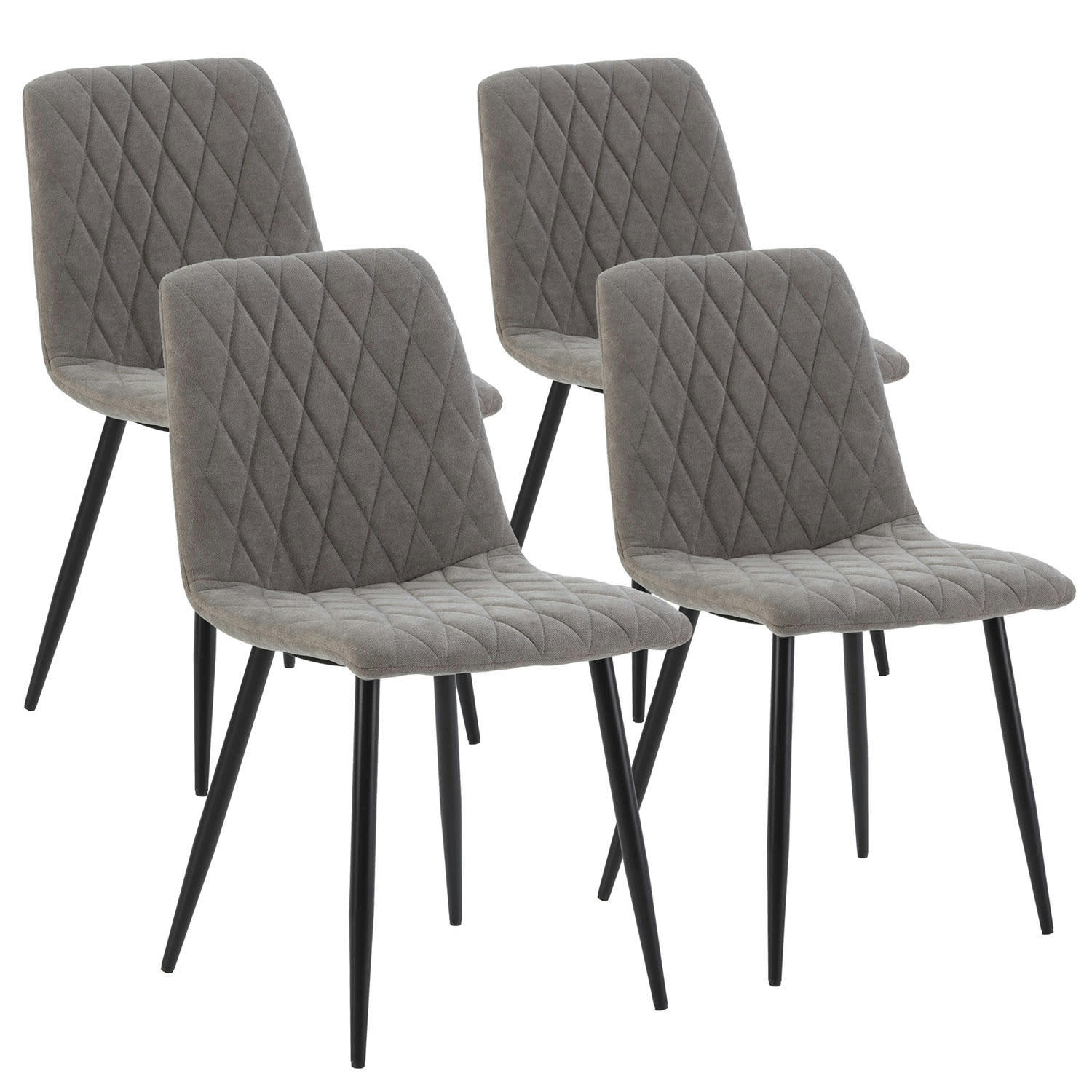 ABRIL - Pack 4 chaises recouvertes de tissu gris