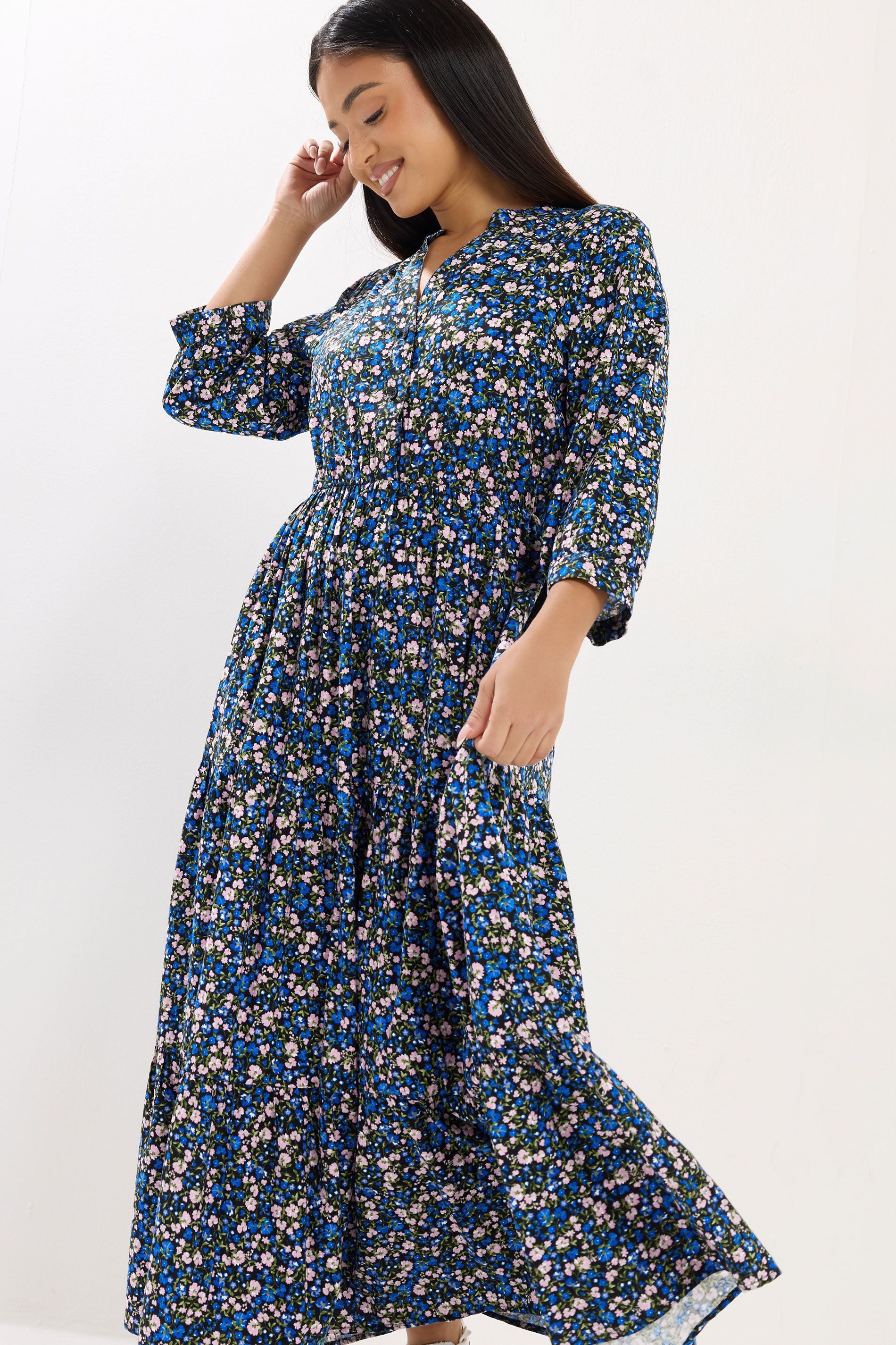 M&Co Petite Floral Tiered Maxi Dress