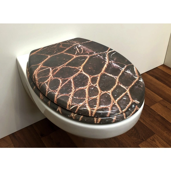 WC-Sitz, BxT: 37 x 45,5 cm, Leder Braun