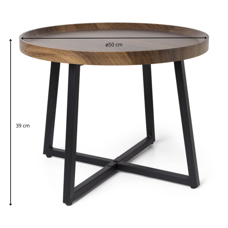 Bijzettafel Max - MDF/metaal - &Oslash;50x39 cm