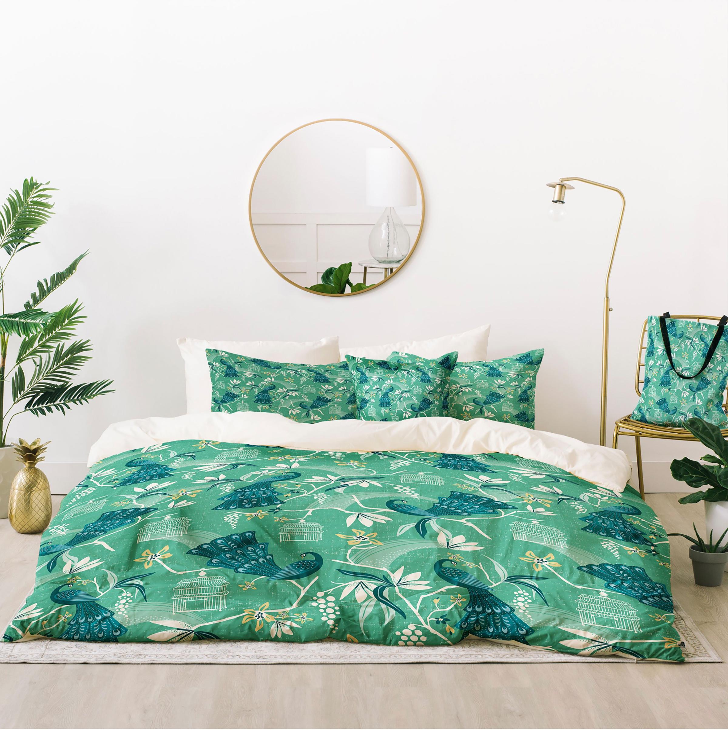 Peacock Boho Comforter | Green Cottagecore Bedding