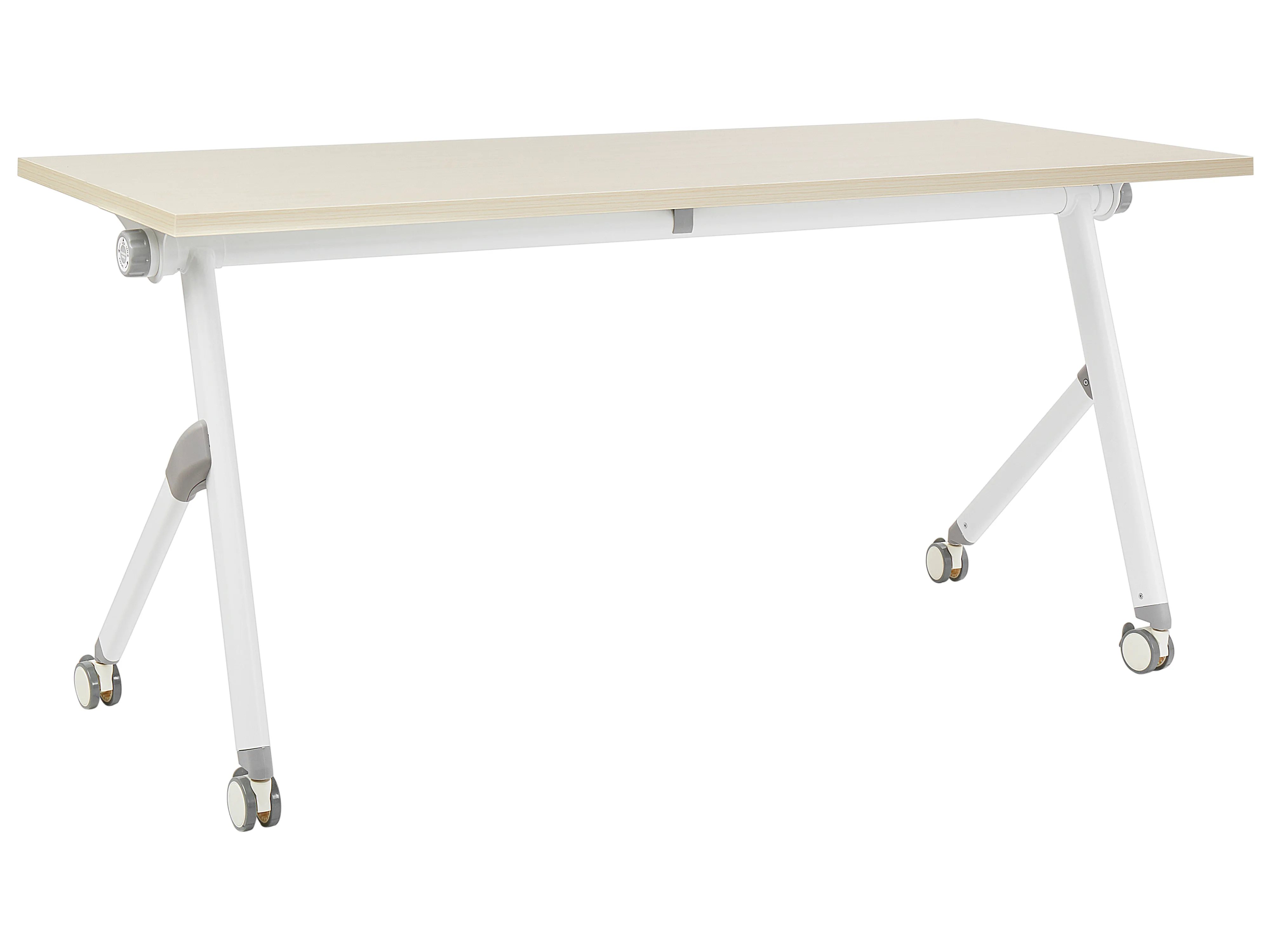 Foldable Office Desk BENDI Light Brown 120 cm 60 cm with Wheels