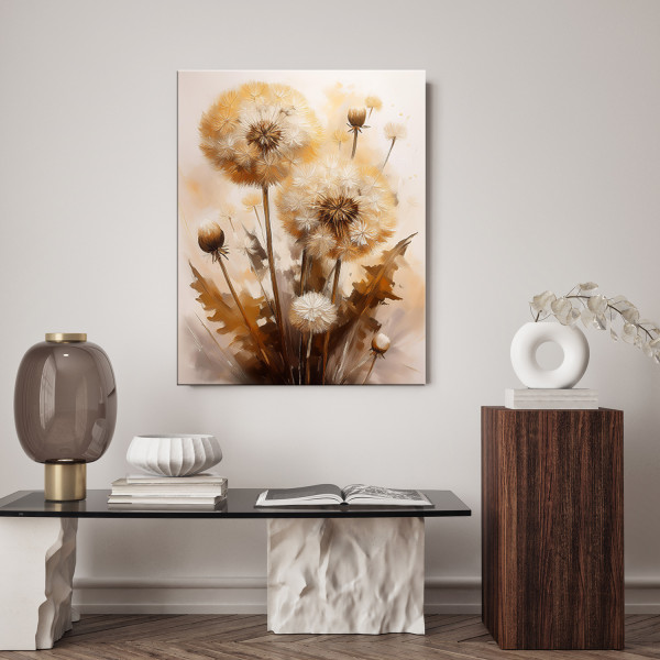 Feeby Obraz na płótnie, Dmuchawce Mniszek lekarski w sepii 40x60