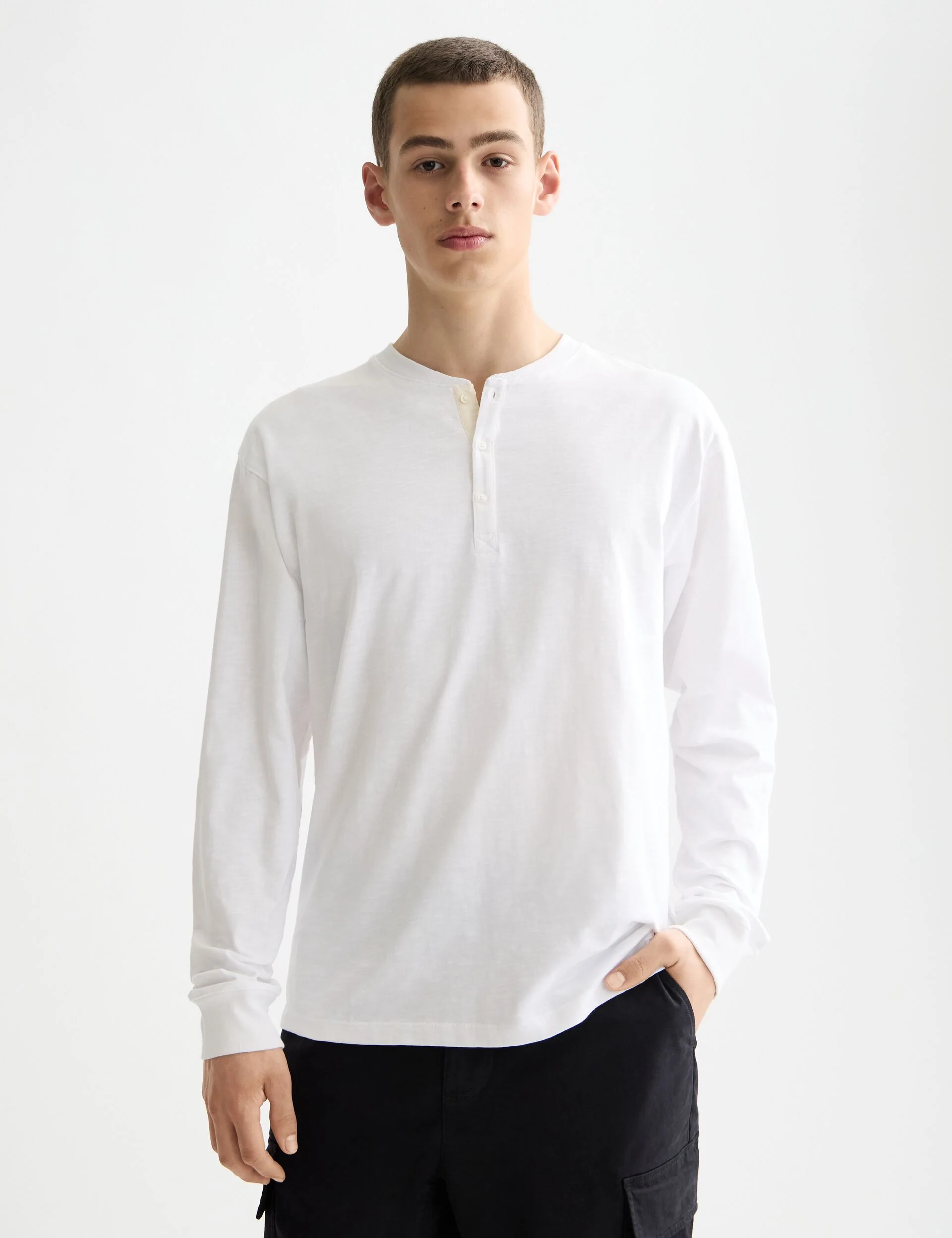 Slub Henley Long Sleeve T-shirt