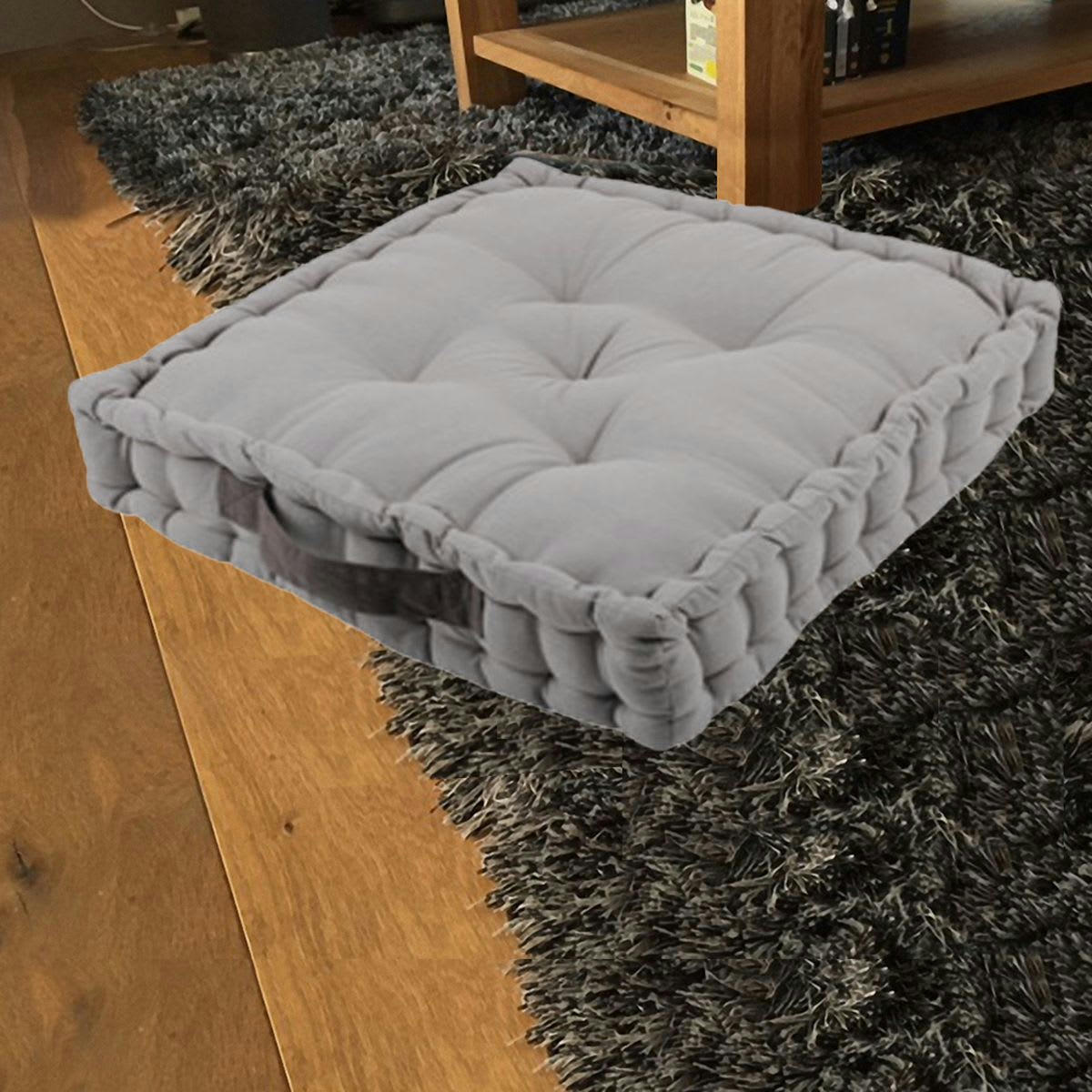 - Coussin de sol bicolore coton gris souris 45x45 cm