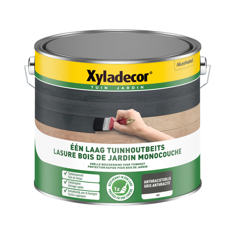 Lasure pour bois de jardin monocouche gris anthracite 2,5 L XYLADECOR