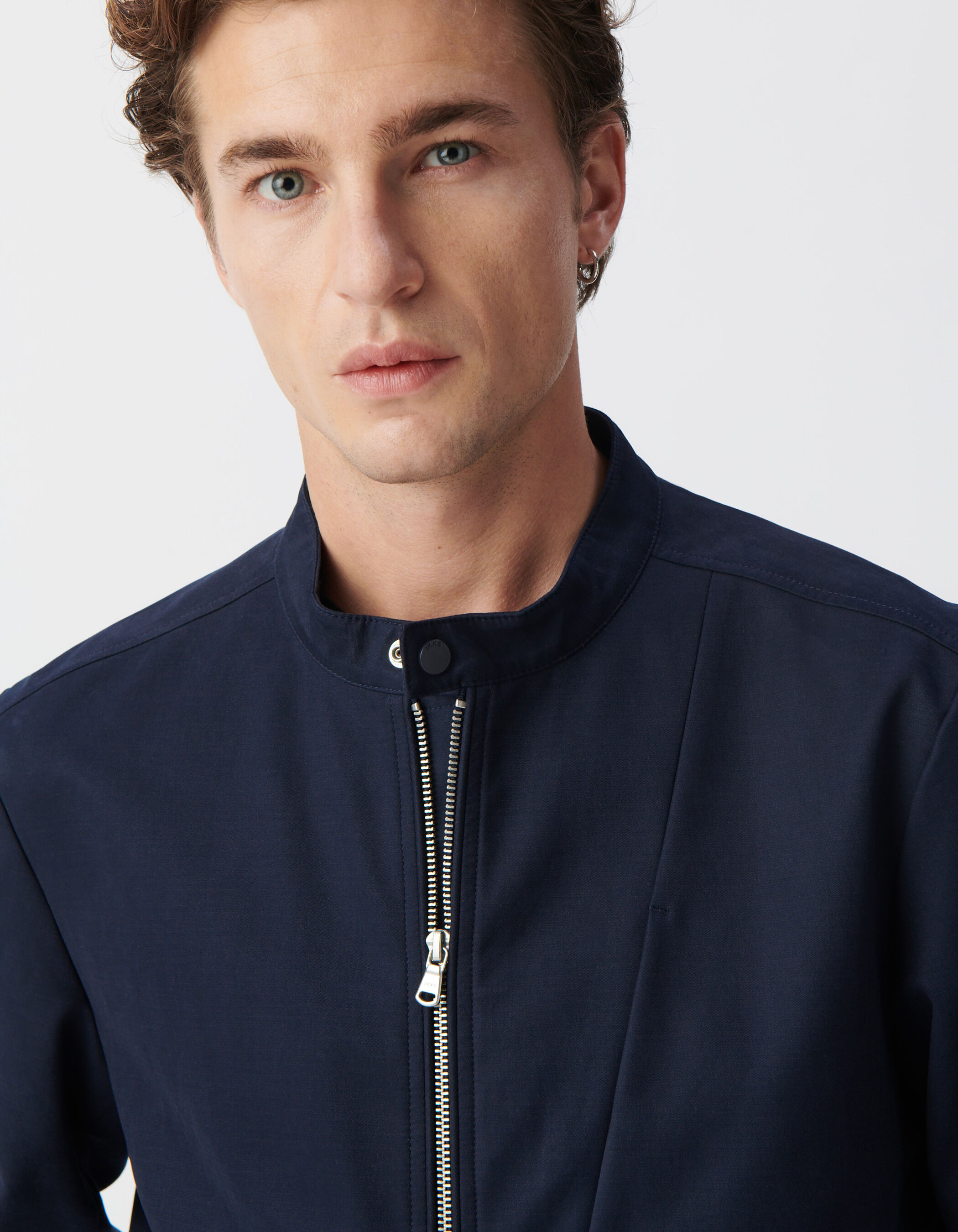 Blouson marine à col pressionné Homme
