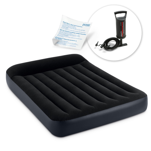 Materac dmuchany Intex dwuosobowy z pompką tłokową 191x137x25 cm